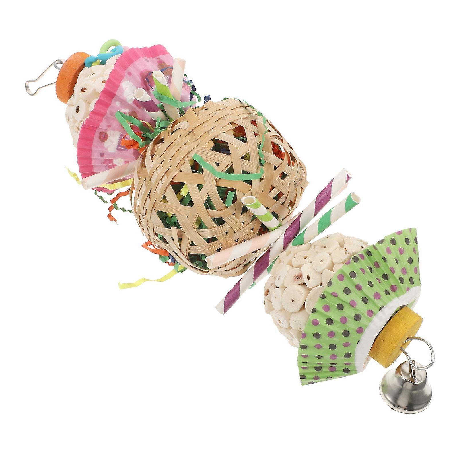 Multi Wood Bird Toy for Pets with Durable Safe Materials and Builtin Hook Design 7.5 inch