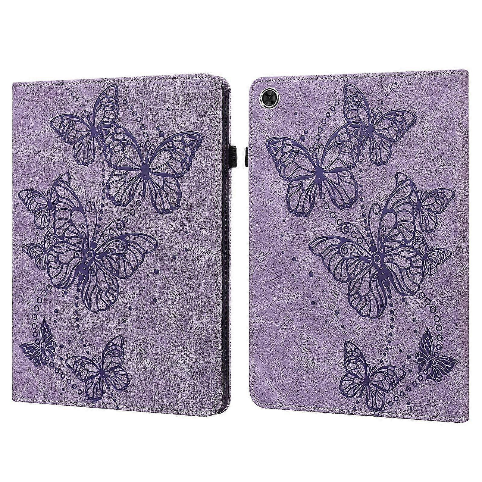 10.3 Inch Emed Butterfly Pattern Leather Tablet Case for Multiple Models (Pink)