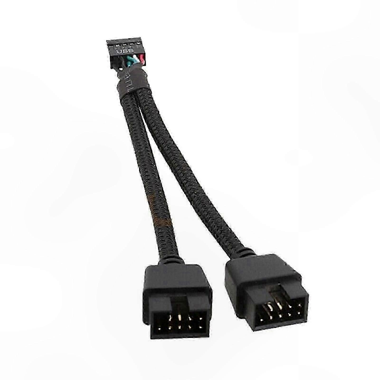 USB 2.0 9-Pin Header to Dual Port Extension Hub Adapter Converter