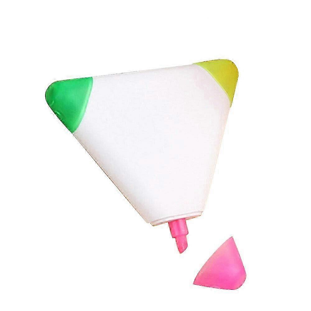 Triple Colour - 3-in-1 Triangle Novelty Highlighter Pen Neon colour revision aid For use at School & Homework