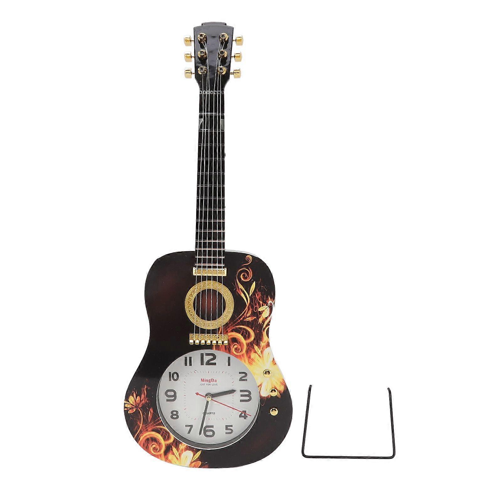 Wall Clock Silent Simulation Ukulele Shaped Decorative Alarm Clock for Bedroom Student Dormitory Office Ukulele 5681CC (46x17x4.5cm / 18.1x6.7x1.8in)