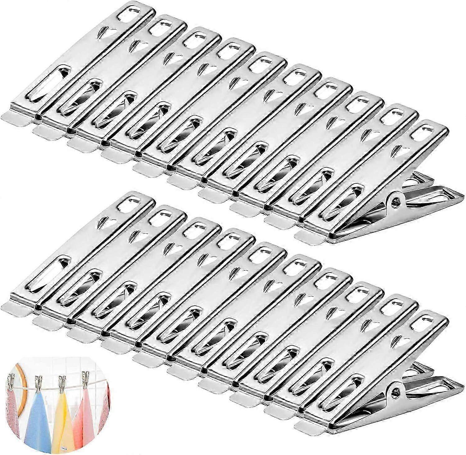 40 pieces stainless steel clothespins, windproof and rust-proof