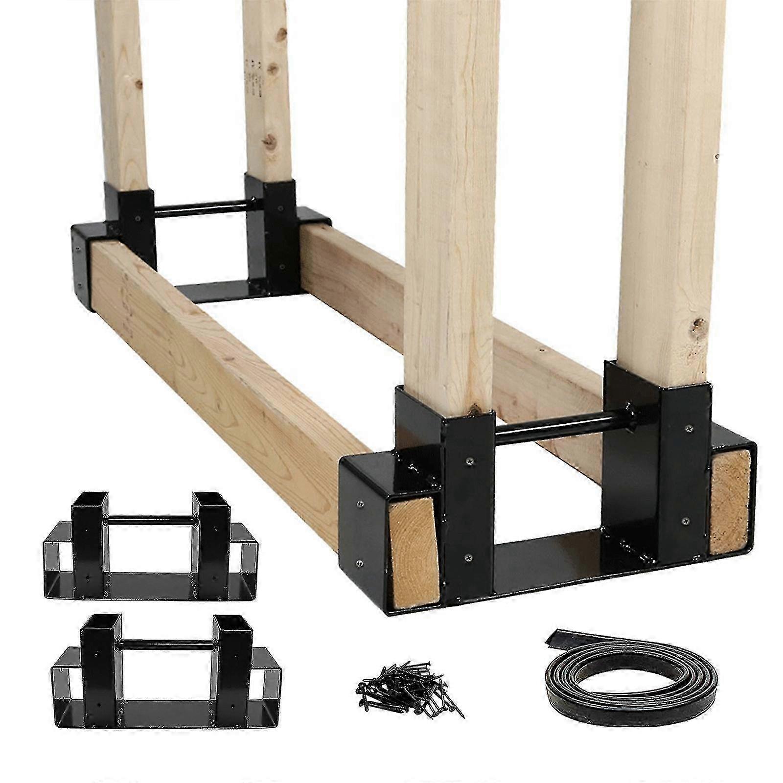 Support de rangement pour bois de chauffage robuste pour l’intérieur et l’extérieur avec cadre en fer et vis