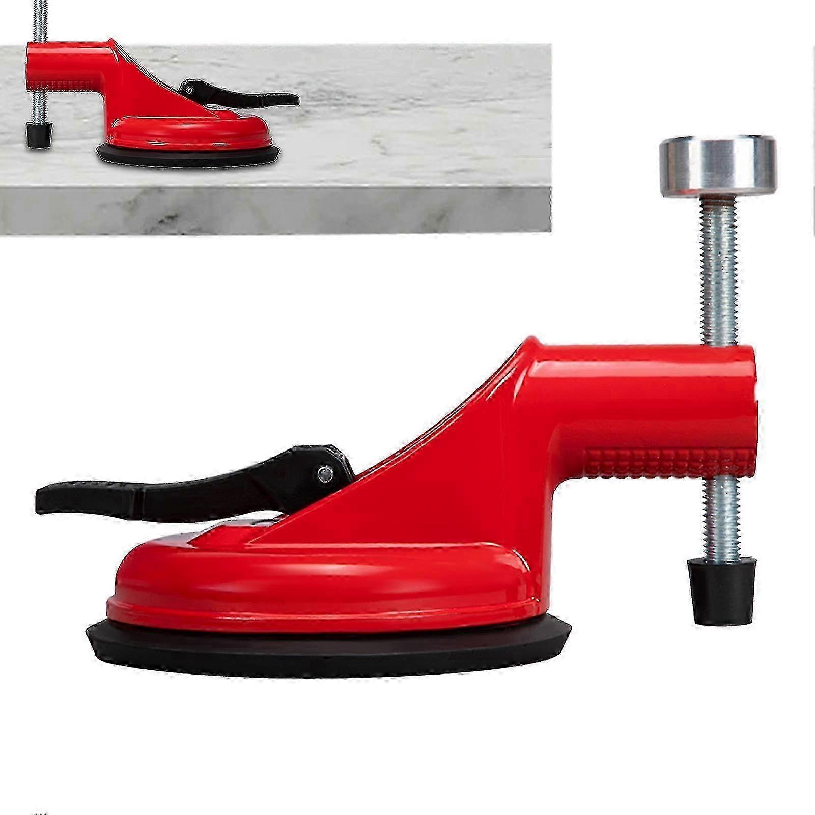 Tile leveling system with suction cup, suction cup tile leveler, secure tightening tool