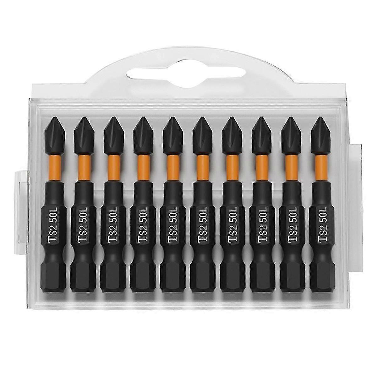 10PCS 50mm PH2 Magnetic Bit Set Impact Batch Hardness Screwdriver Bit Screw Driver Hand Tool