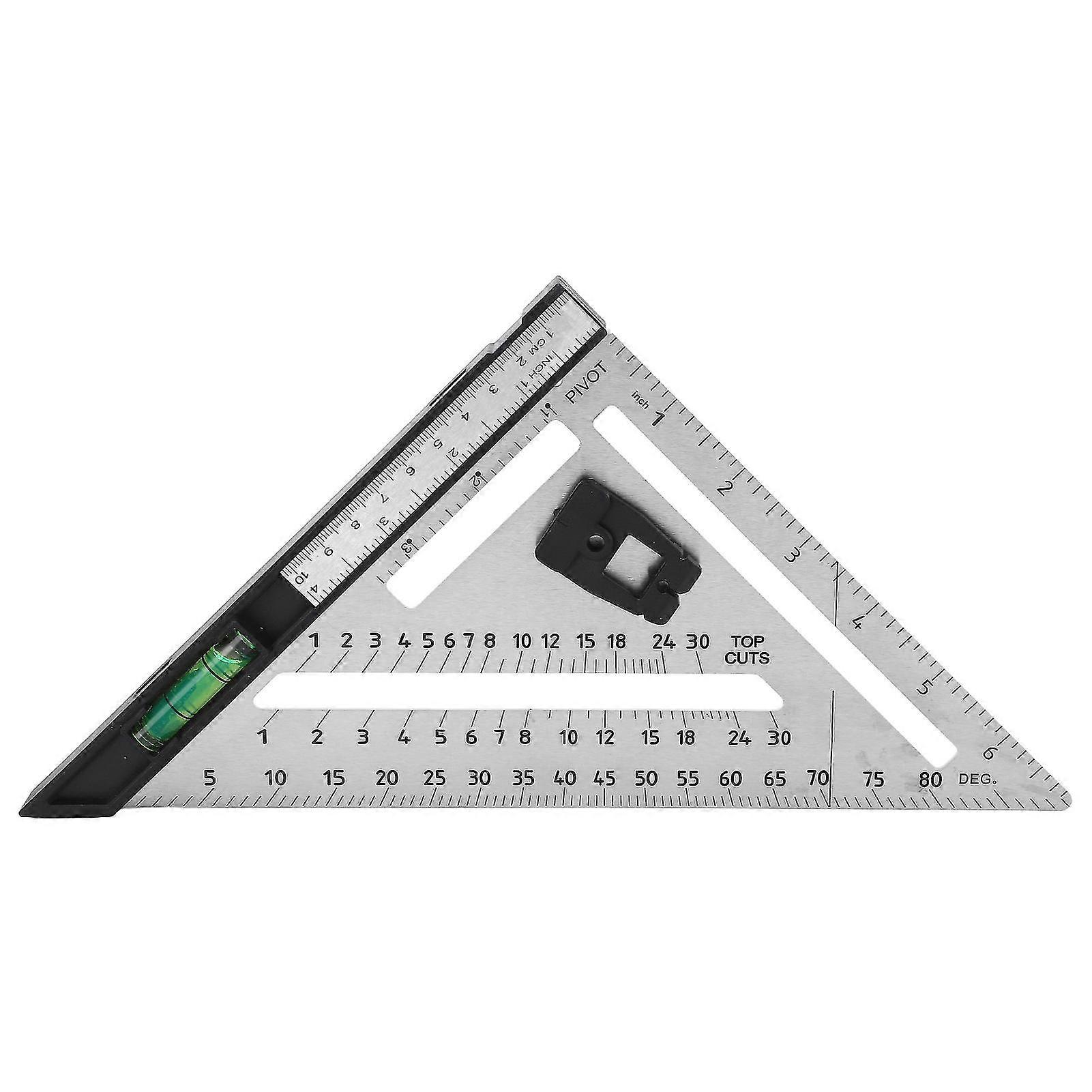 Woodworking Triangle Ruler 7in Dual Scale Square Angle Ruler Carpenter Tool with Bubble Level 2025