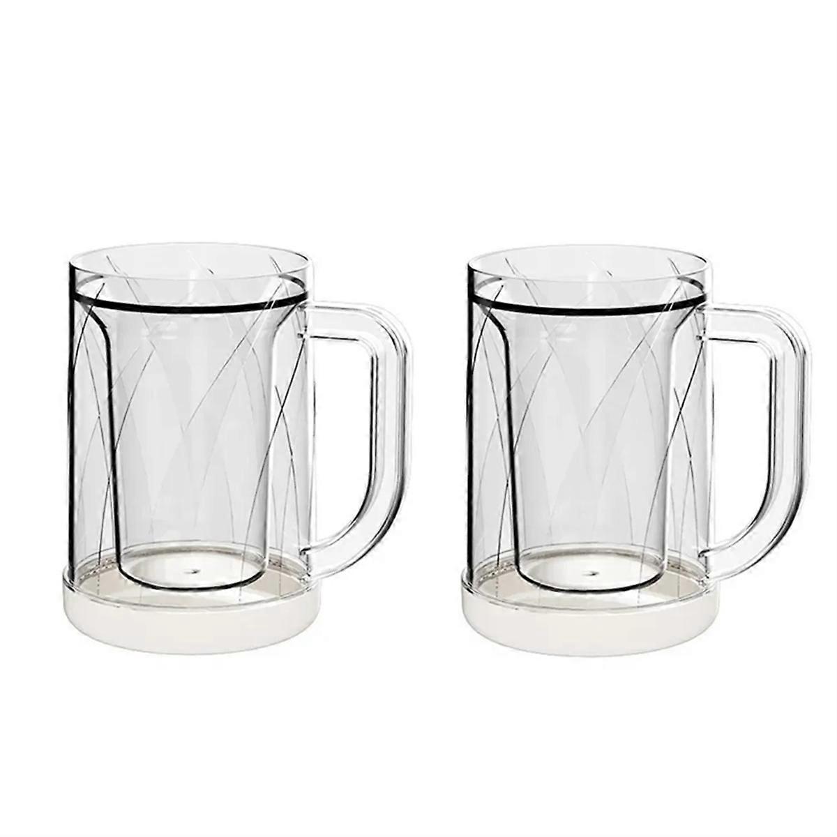 Freezer Beer Glass,Freeze Mugs with Handle,Double Walled Frozen Cups,Keep Drinks Cold,Freezing Beer Mug Gifts for Mens