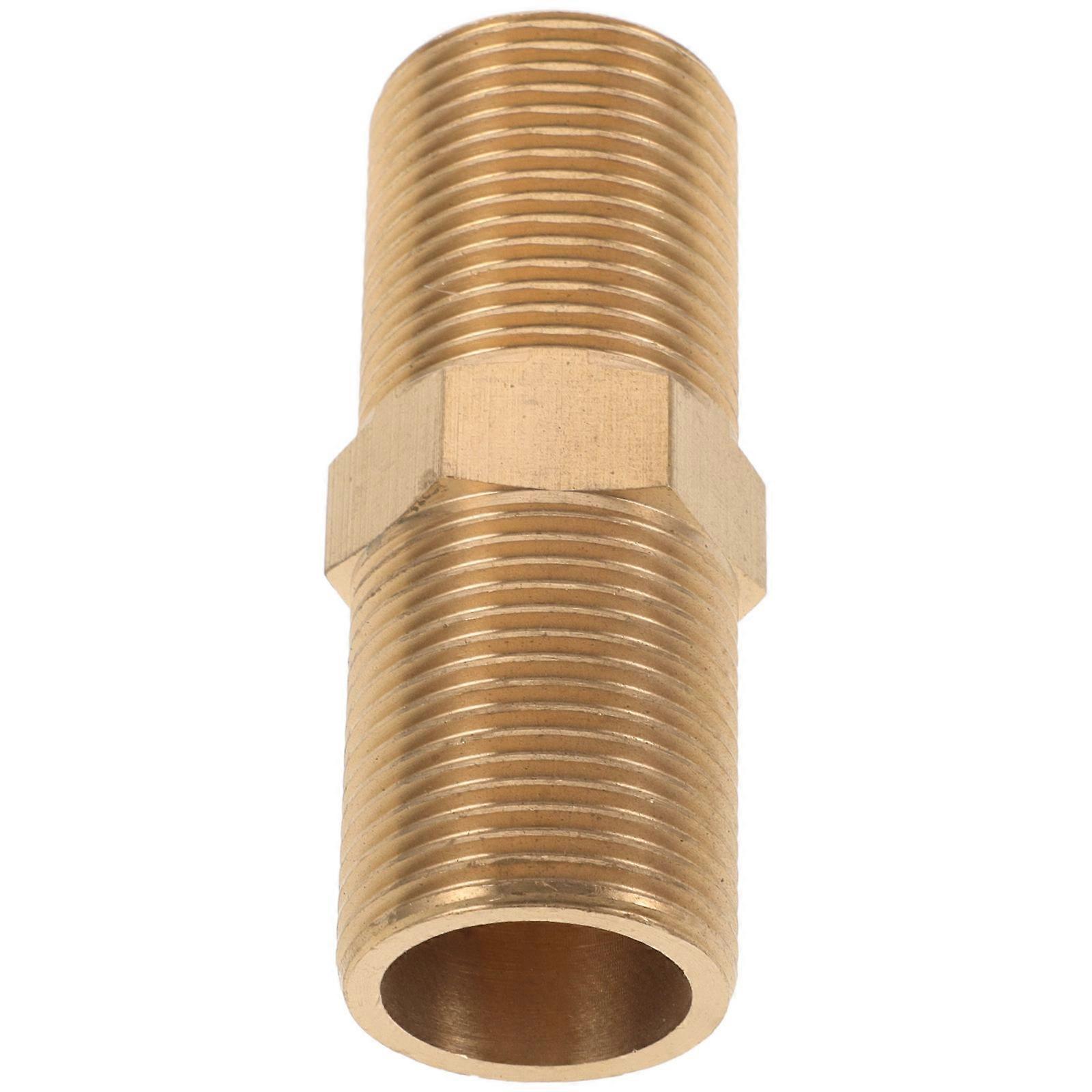 Water Hose Adapter Brass Double External Thread Connector for Gas Pipe 2Pcs