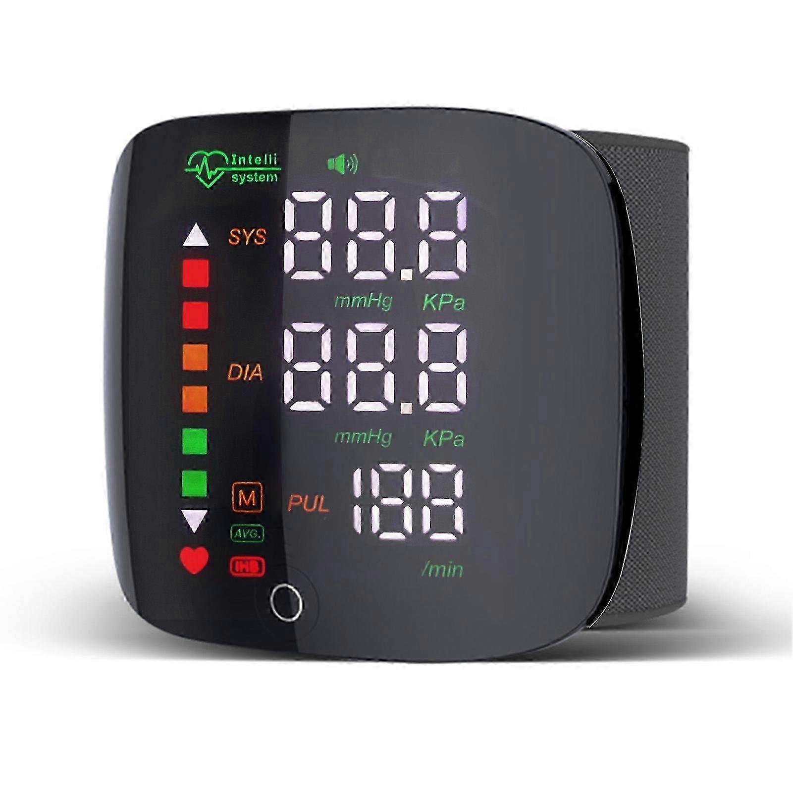 Blood Pressure Monitor Contact Screen Three-color Display Wrist Measurement Two-person Memory Records Voice Broadcast for Elderly