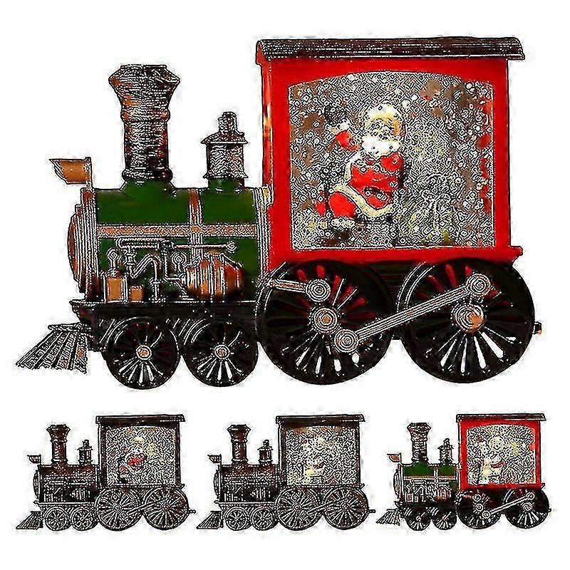 Christmas Snow Globes Train Christmas Decorations With Rotating Flash Lantern Sparkling Sequins For Christmas Theme Home Party SX