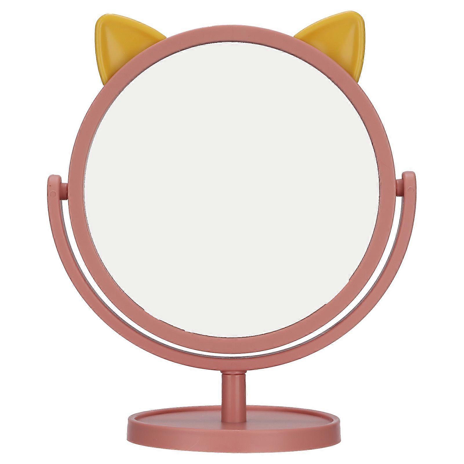 Makeup Mirror Adjustable Clear Exquisite Flexible Convenient Cute Small Mirror for Home DormPink
