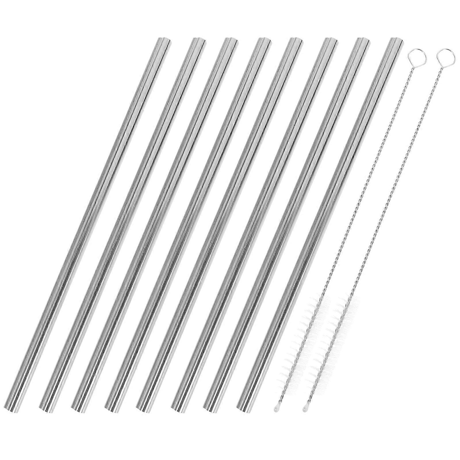Metal Straw Stainless Steel Straws Reusable for Party 4Sets with Cleaning Brushes