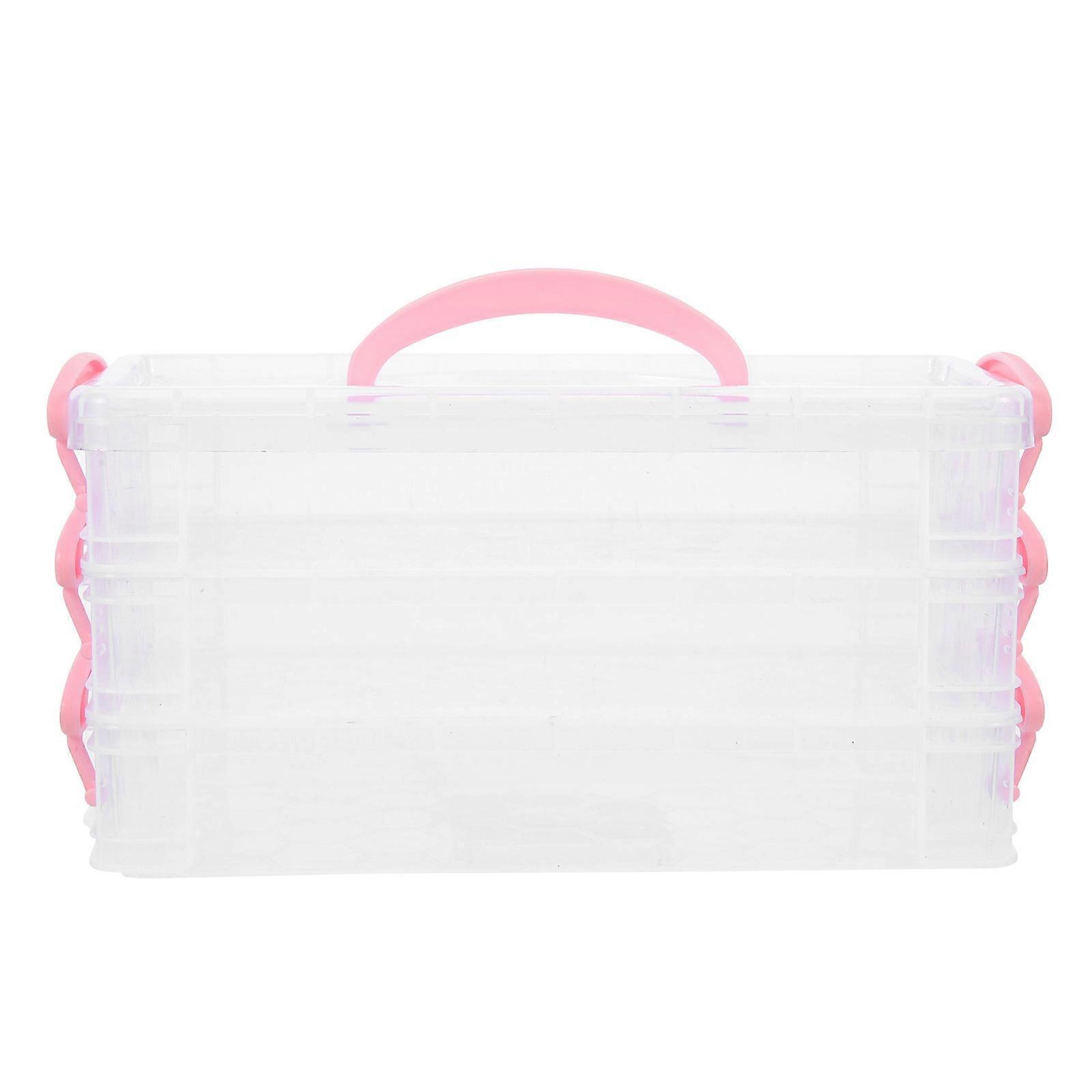 Stackable Pencil Box Pink for Storage Use 2Sets Portable Pencil Organizer