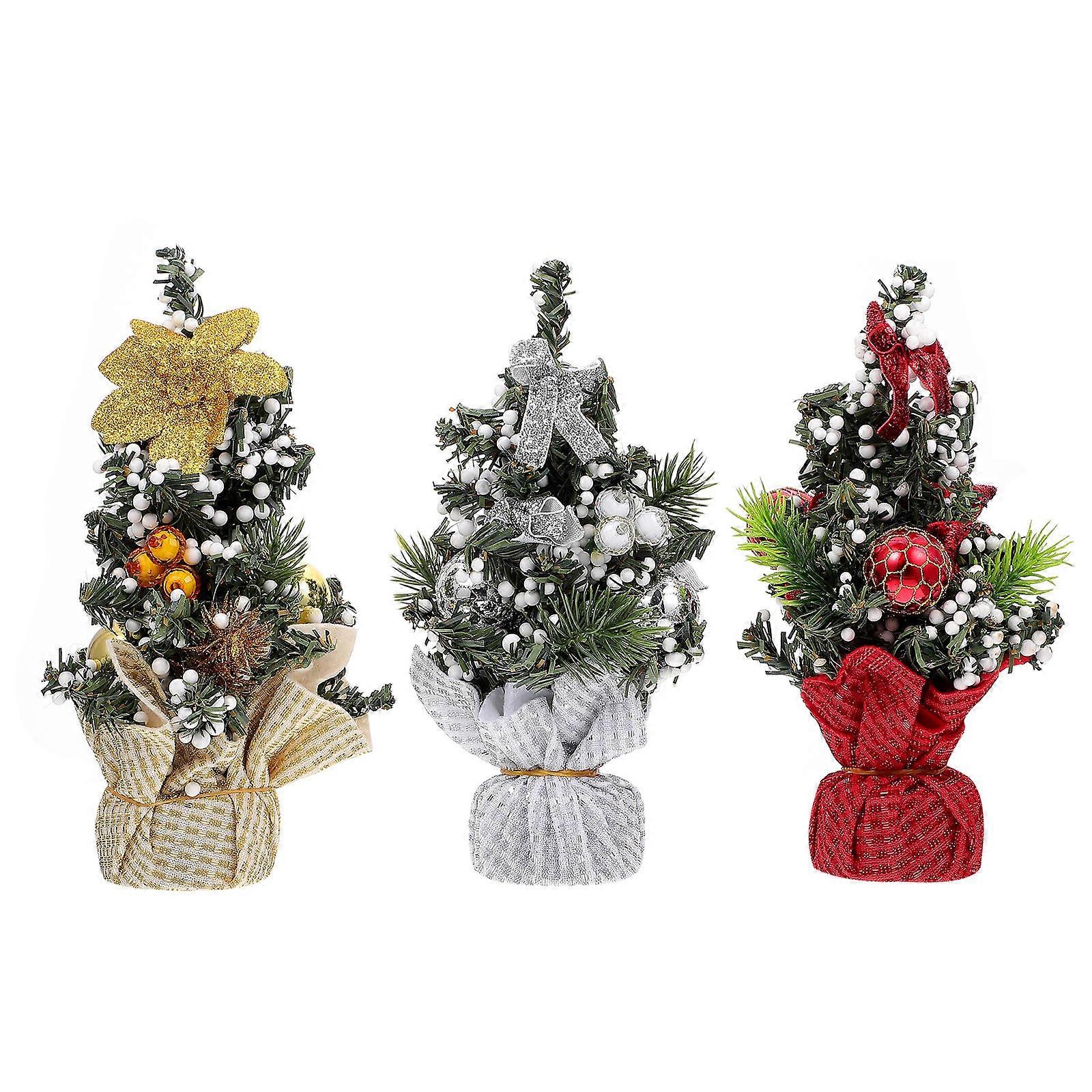 Desktop Mini Tree Xmas Party Accessories Warm Atmosphere Cloth Foam 3Pcs