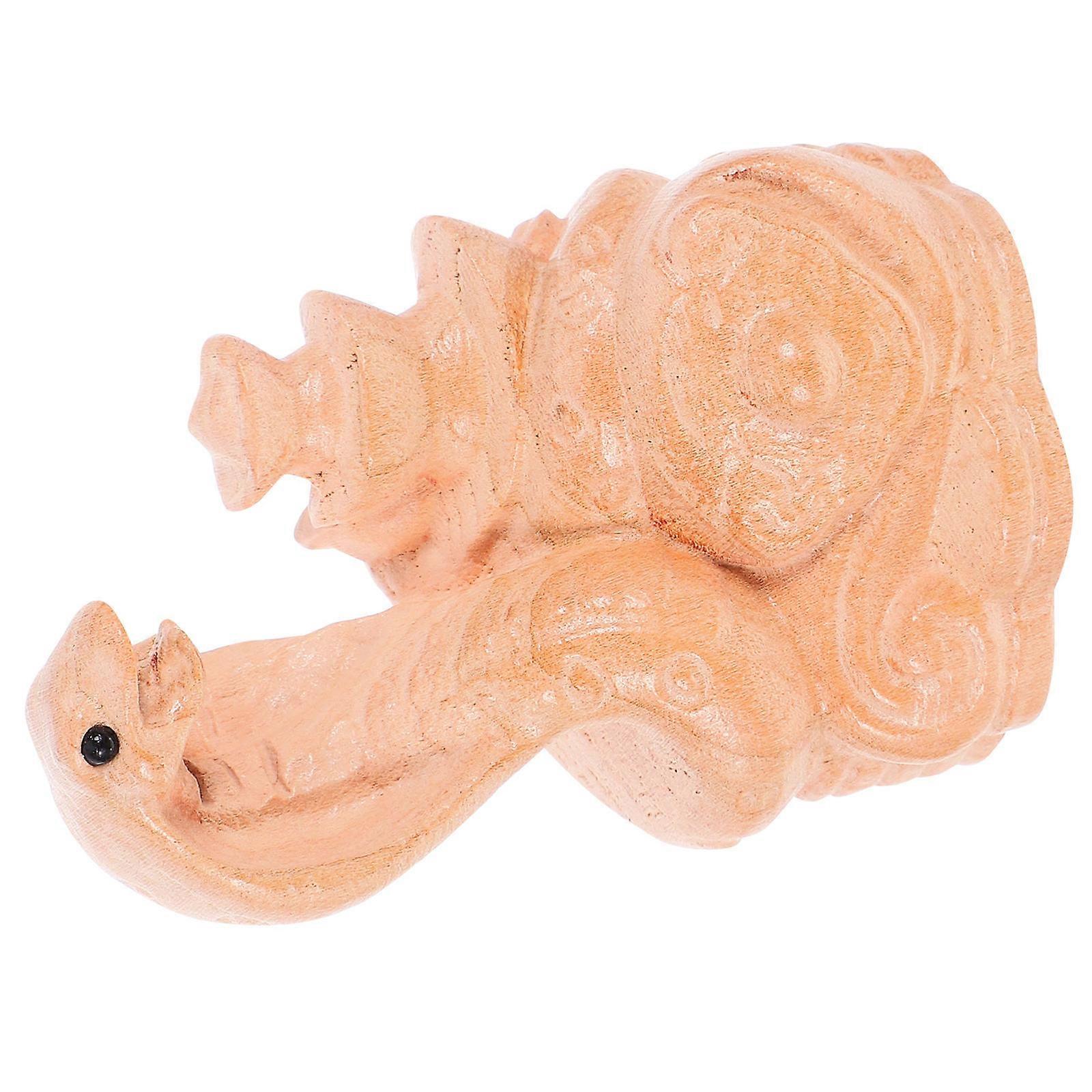 Wooden Snake Ornaments Snake Statue for Decoration 4Pcs Khaki Color