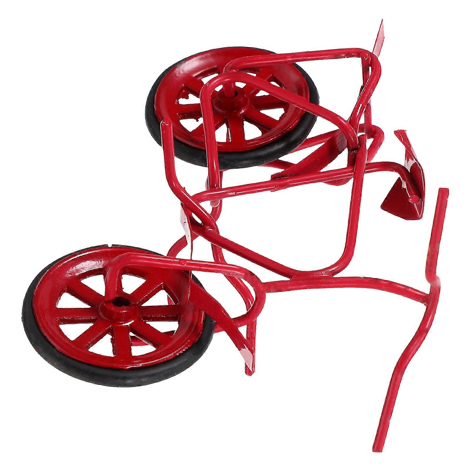 Tiny Bicycle Model Doll House Bike for Desktop Decoration 3Pcs Red Iron