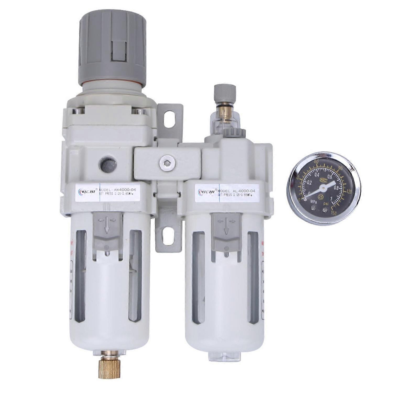 Compressed Air Filter Regulator Oil Water Separator Air Pressure Regulator with GaugeAC4010-04 1/2in