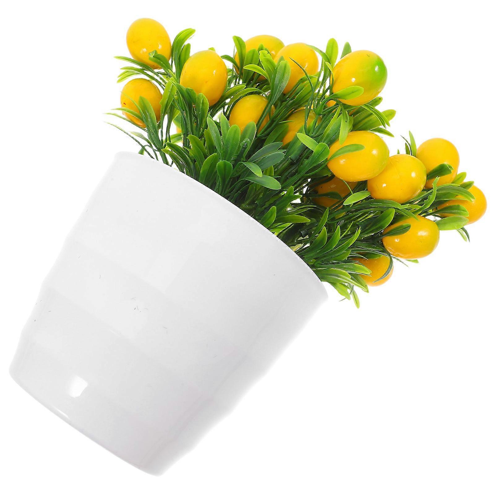 Lemon Artificial Potted Flowers Artificial Lemon Bonsai For Weddings Parties Home Decor 28.00X20.00X20.00CM Plastic Foam Decorative 1Pack