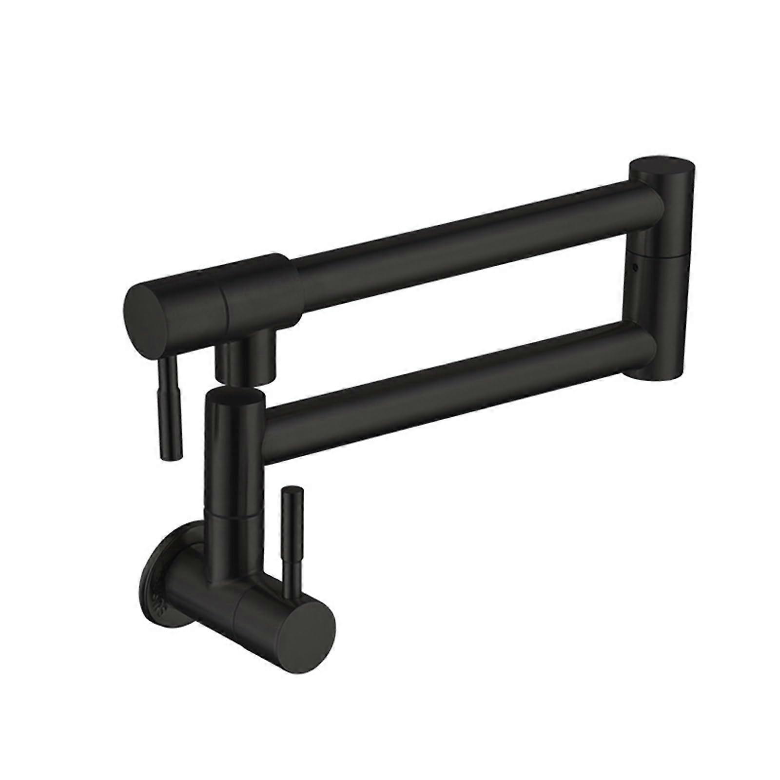 Folding Kitchen Faucet Wall Mounted Brushed Black A Finish SingleCooling Swivel Spout Model A