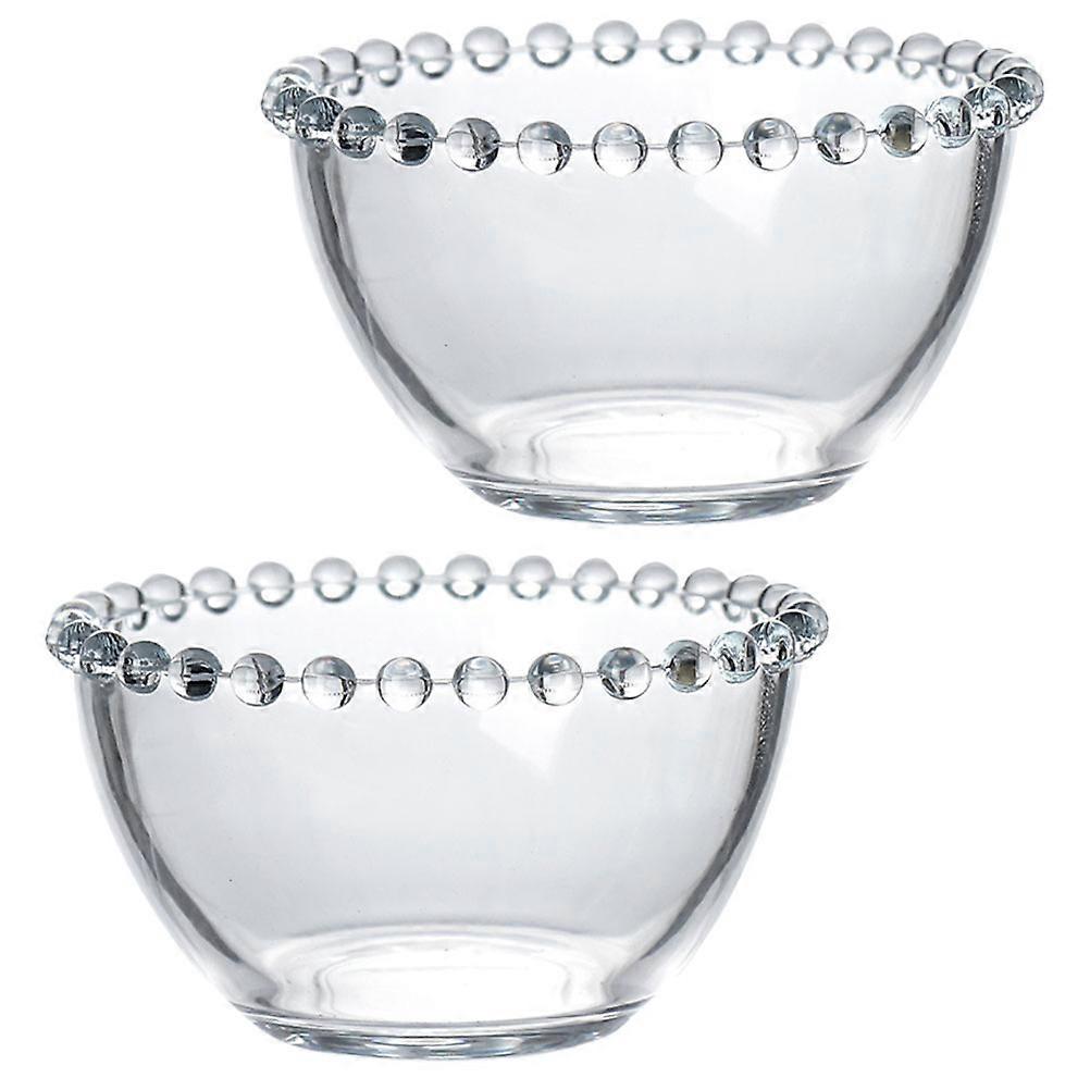 Transparent Prep Bowls 2Pcs Glass Salad Bowl Round Shape Suitable For Home Use Food Storage Function