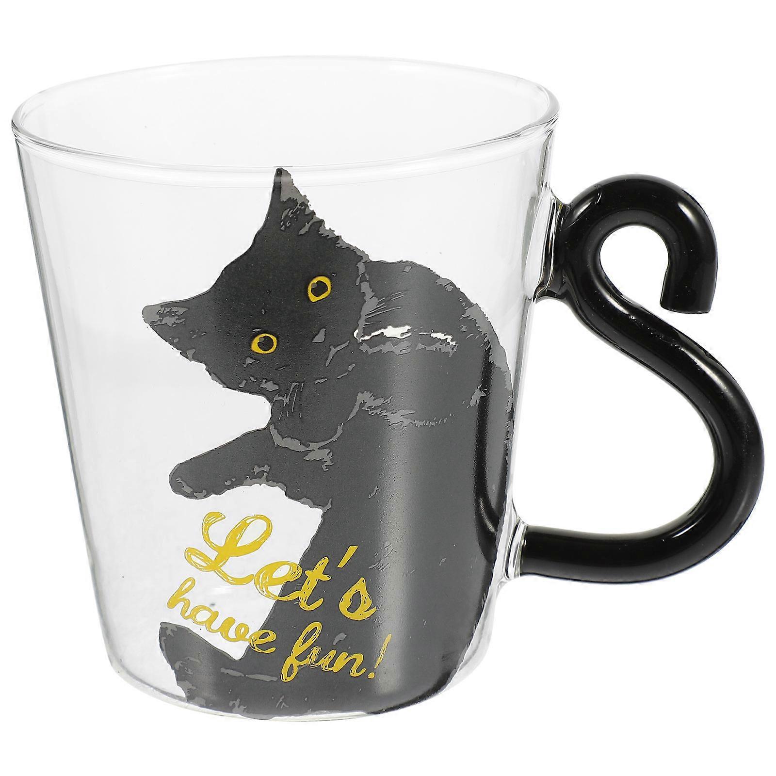 Cat Glass Mug for Drinking Use 4Pcs Cups with Handle