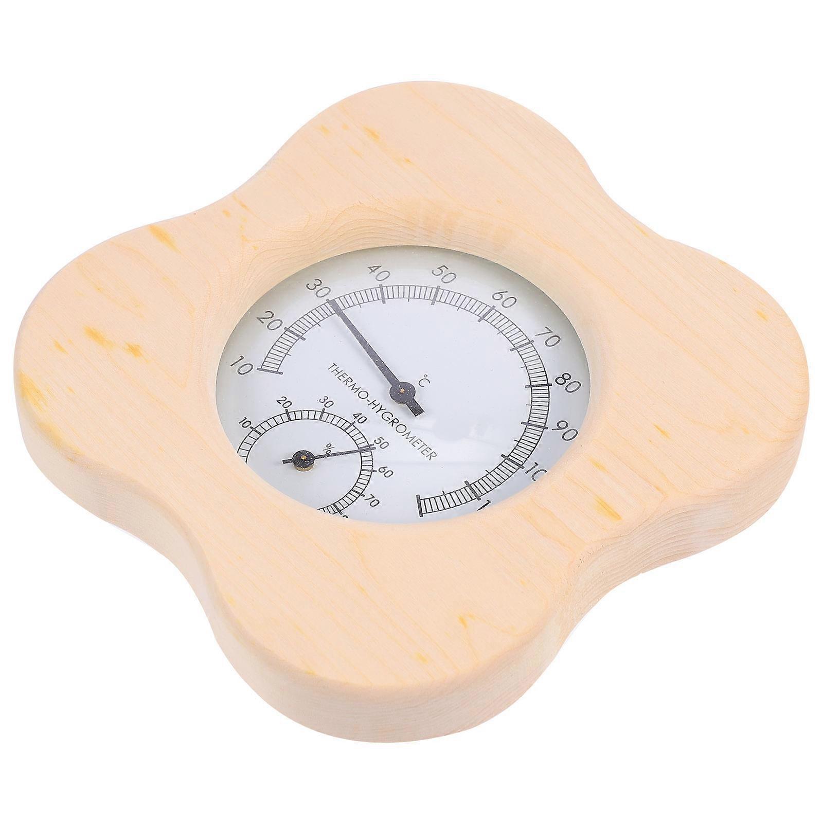 Multi-Functional Sauna Room Hygrometer Thermometer 2Pcs Wooden Equipment