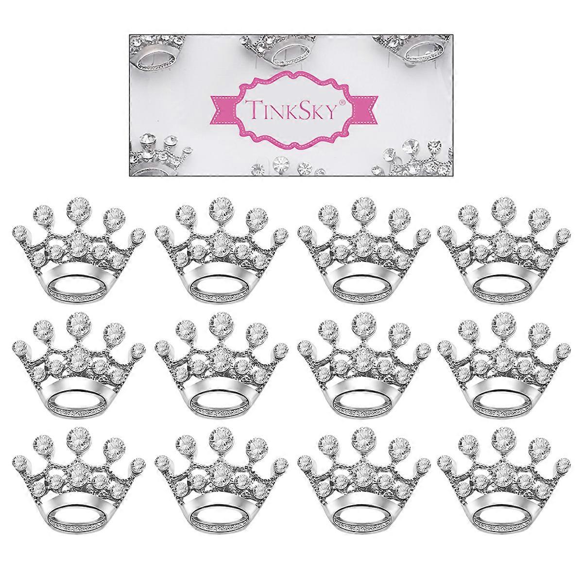 Silver Tiara Crown Brooch for Clothes Decoration 2Pcs Pack