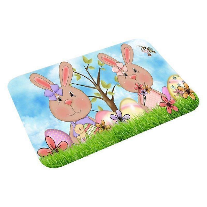 Minglan Easter Bunny Doormat Rabbit Entrance Mats Non-slip Welcome Mats Decorative Bathroom Mats