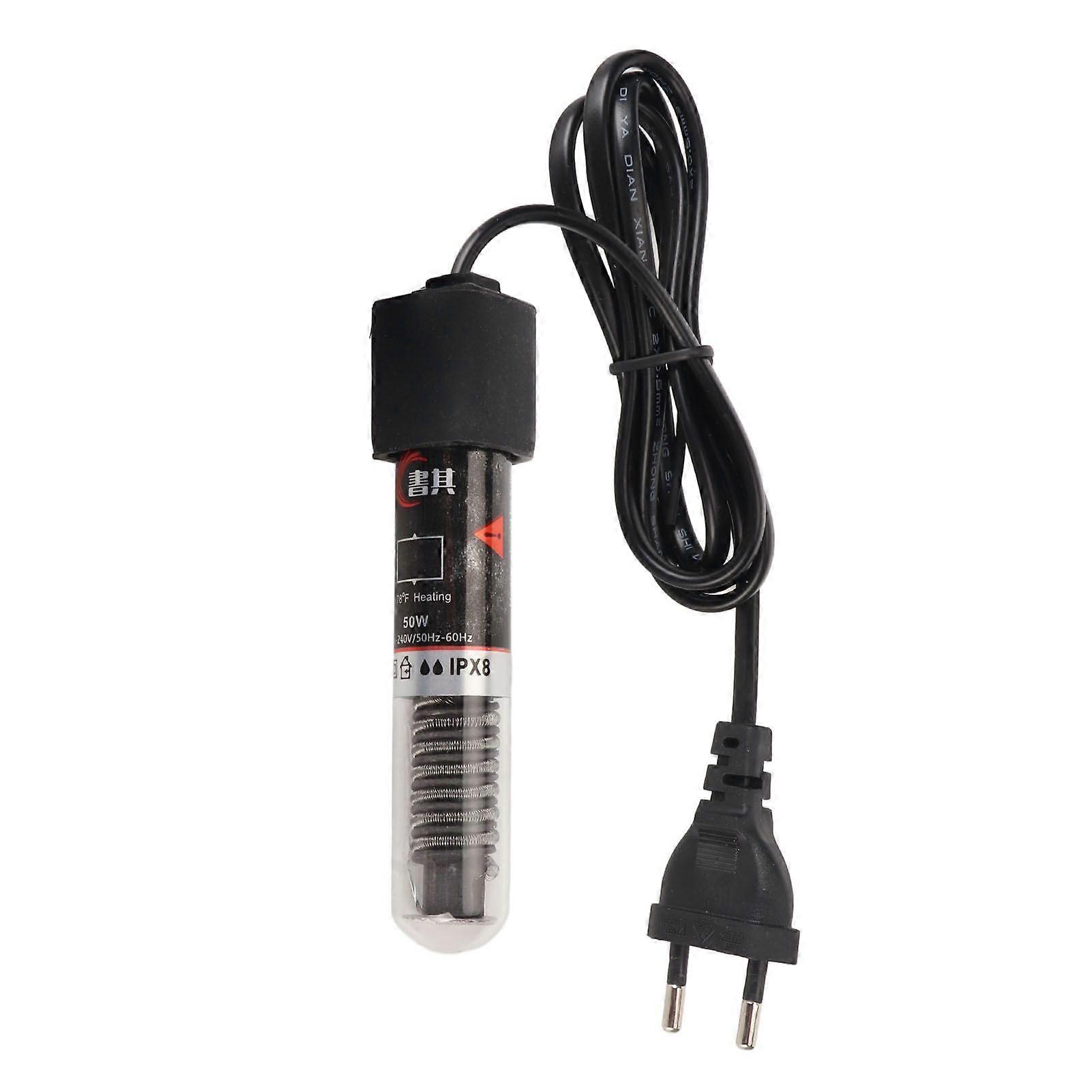 Fish Tank Heater 26 Automatic Constant Temperature Quartz Glass Small Submersible Aquarium Heater with Suction Cup 50W EU Plug 220V