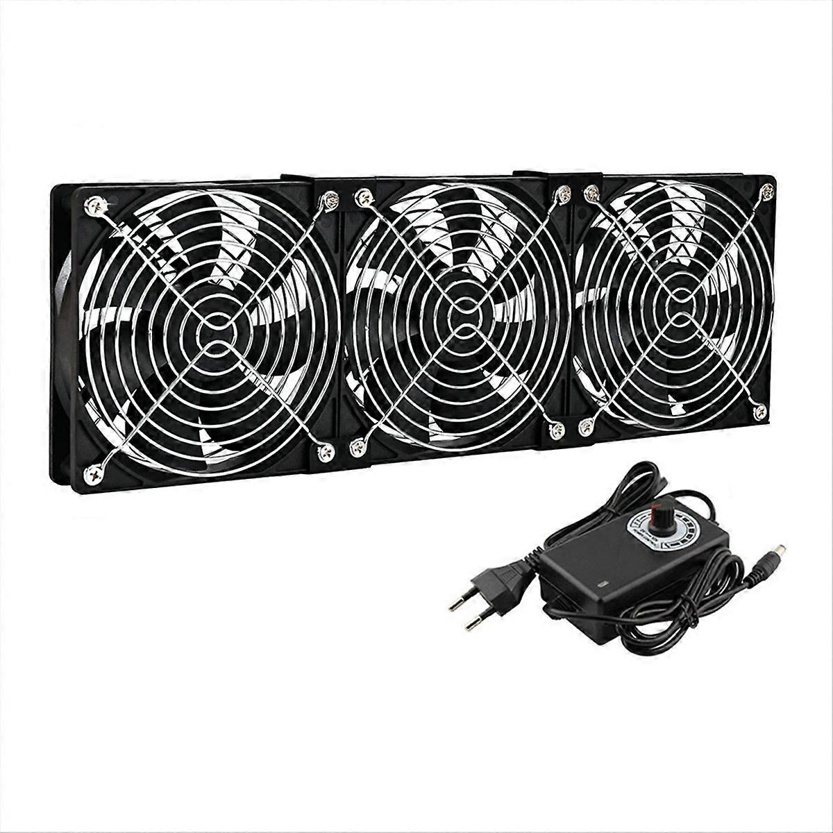 3x120mm Computer Fan with AC 100V-240V Speed Controller for Cabinet Cooling Server Workstation Cooli