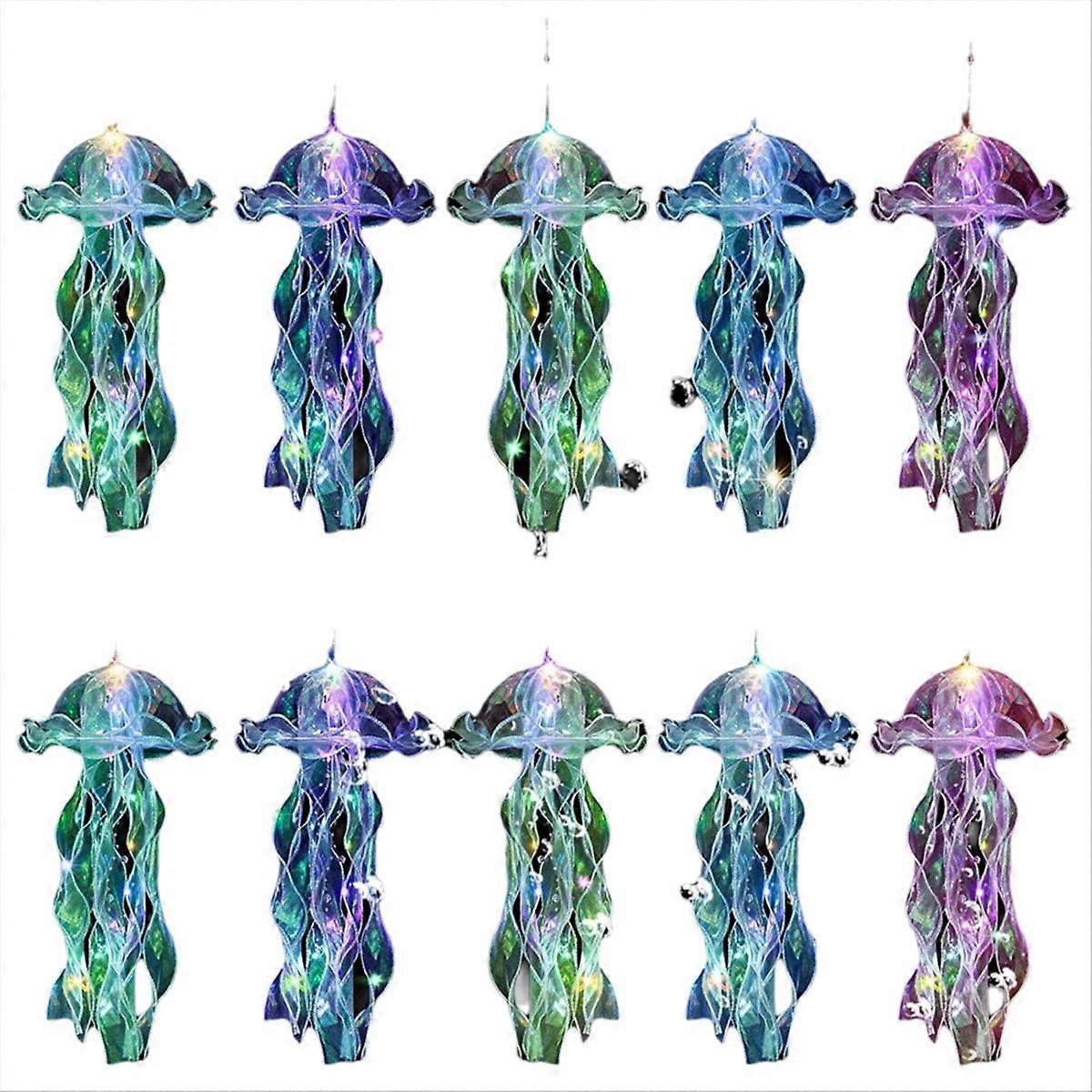 قنديل البحر ديكور ، 10 قطع فوانيس قنديل البحر معلقة زخرفة سمك الهلام للحفلات تحت البحر زينة الحفلات