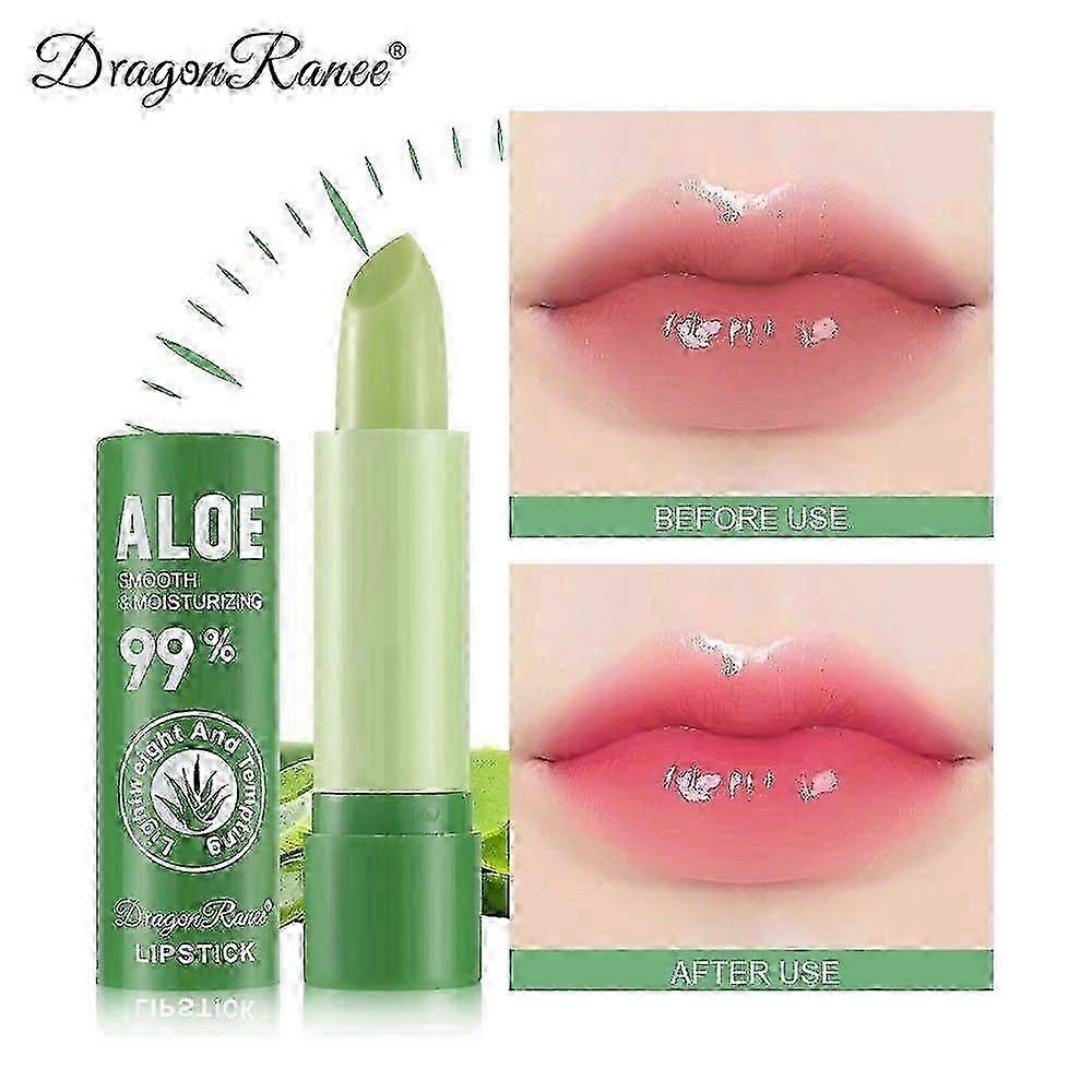 Aloe Vera Lipstick,Long Lasting Lip Care Nutritious Plumper Lip Balm Moisturizer Magic Temperature Color Change Lip Gloss