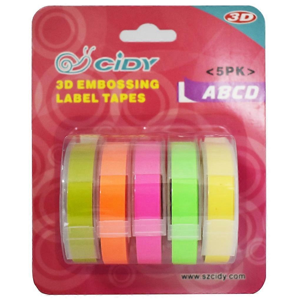 1111Fourone Replacement For DYMO MOTEX 3D Label Maker Manual Embossing Refill Tape Set Printer Ribbon 9mmx3m