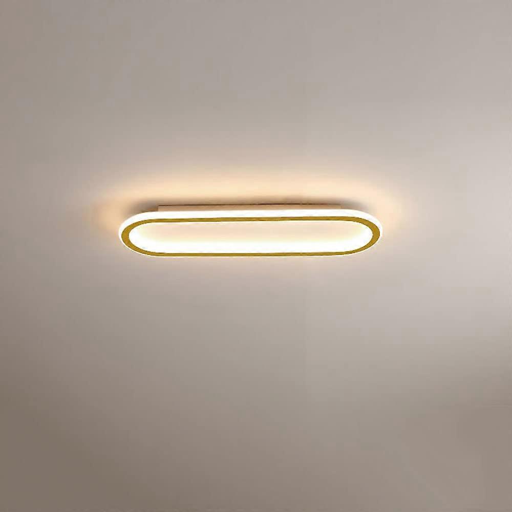 Long LED Bathroom Ceiling Lights Rectangular Flush Mount Linear Fixture Gold And Black Finish For Hallways, Offices