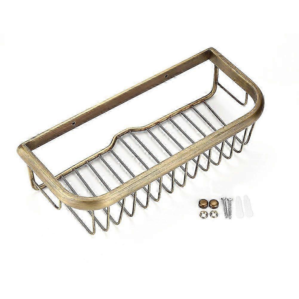 30cm Solid Copper Shower Basket Bath Soap Shampoo Storage Holder Wall Mount Bathroom Shelf