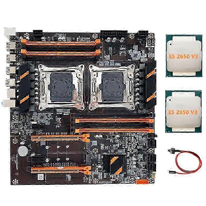 X99 Dual CPU Motherboard LGA2011 Support DDR4 ECC Memory Computer Motherboard+2XE5 2650 V3 CPU+Switc