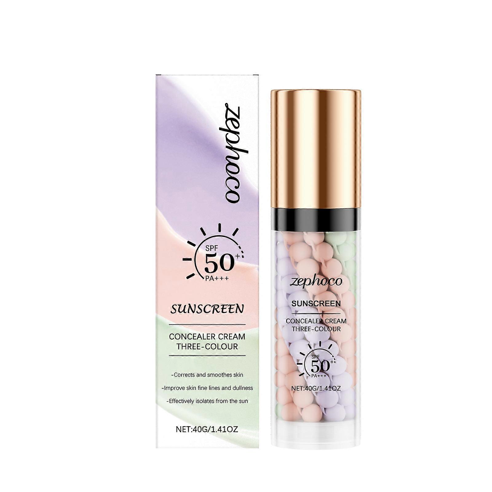 zephoco Three-Color Rainbow Protective Primer, Concealer, Primer, Brightening, Moisturizing, Smoothing And Long-Lasting Protective Cream