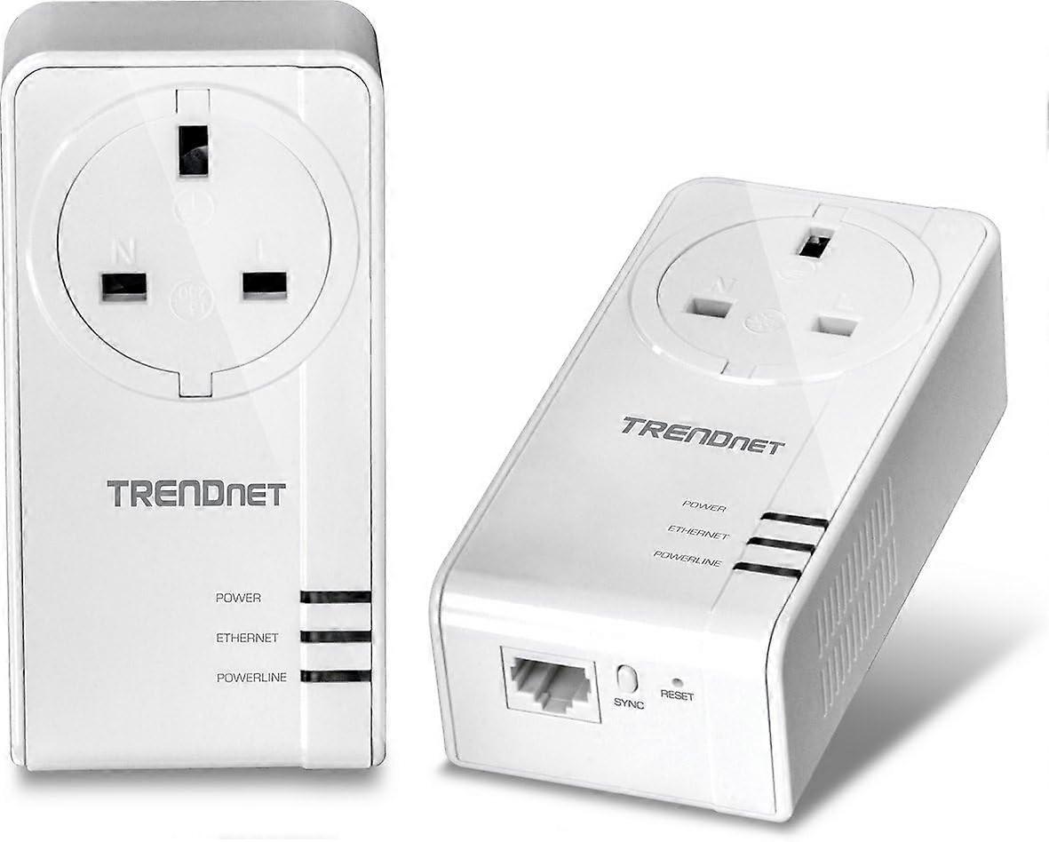 Trendnet Powerline 1200 Av2 Adapter Kit With Built-in Outlet 2 X Tpl-421e Adapters Gigabit Port Plug And Play Mimo Beamforming Tpl-421e2k White