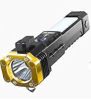 Multifunctional Flashlight Safety Hammer Magnet Cob Side Light Work Torch Lamp