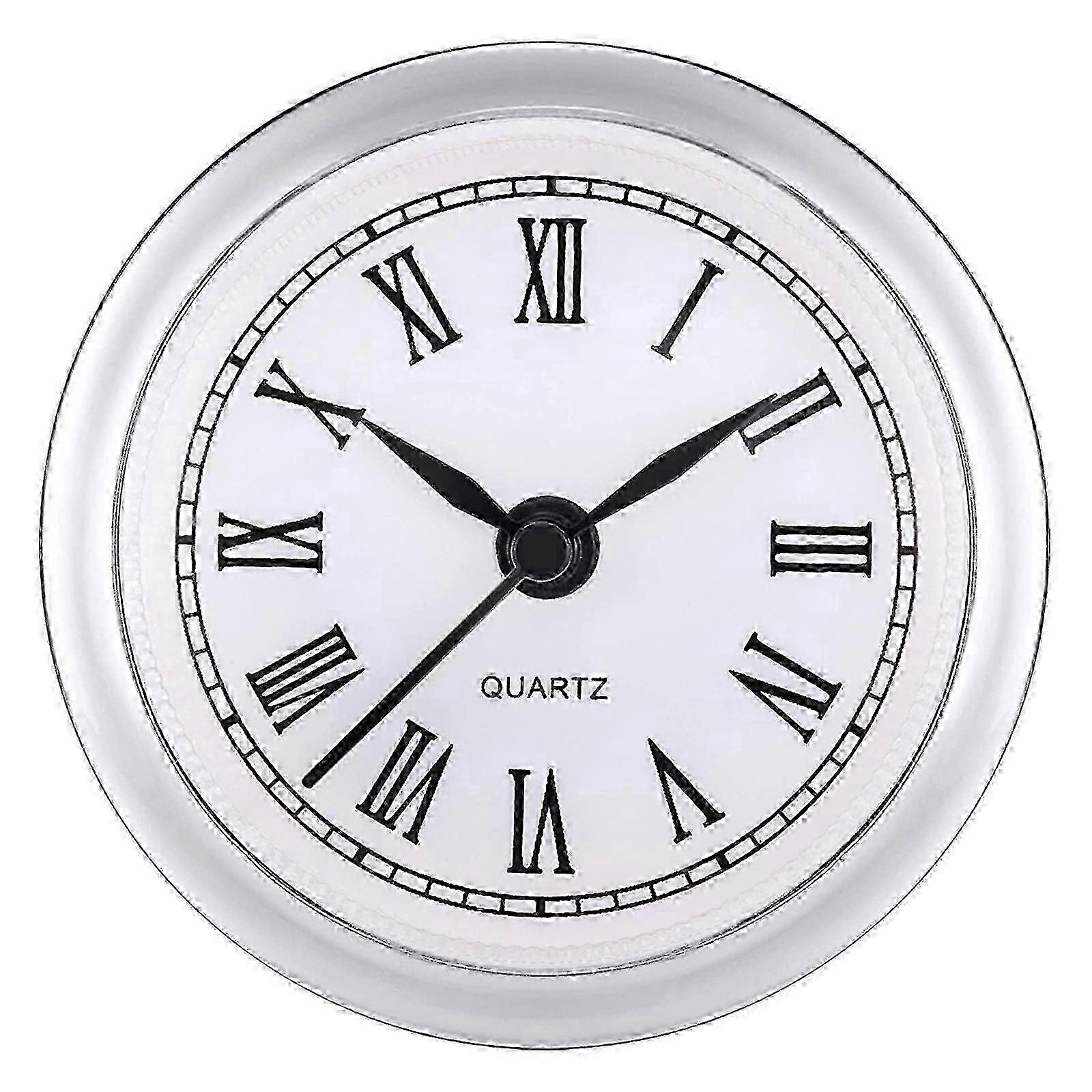 Mini Clock Insert 2.4 Inch 61mm Round Quartz Clock Fit-up Movement Miniature Clock White Dial Bezel Roman Numerals