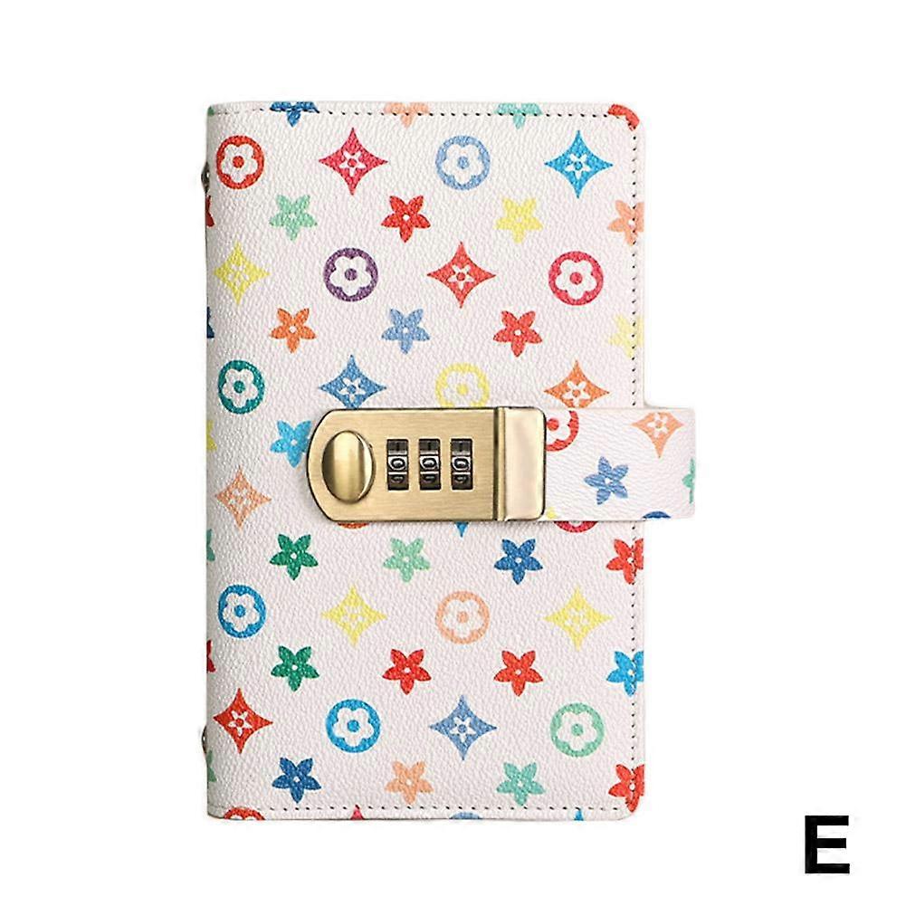 Secure Password Lock PU Leather Notebook 6.94x4.29 Inch Low Profile Luxury Retro Fashion Cash Deposit Book with Transparent Inner Pages