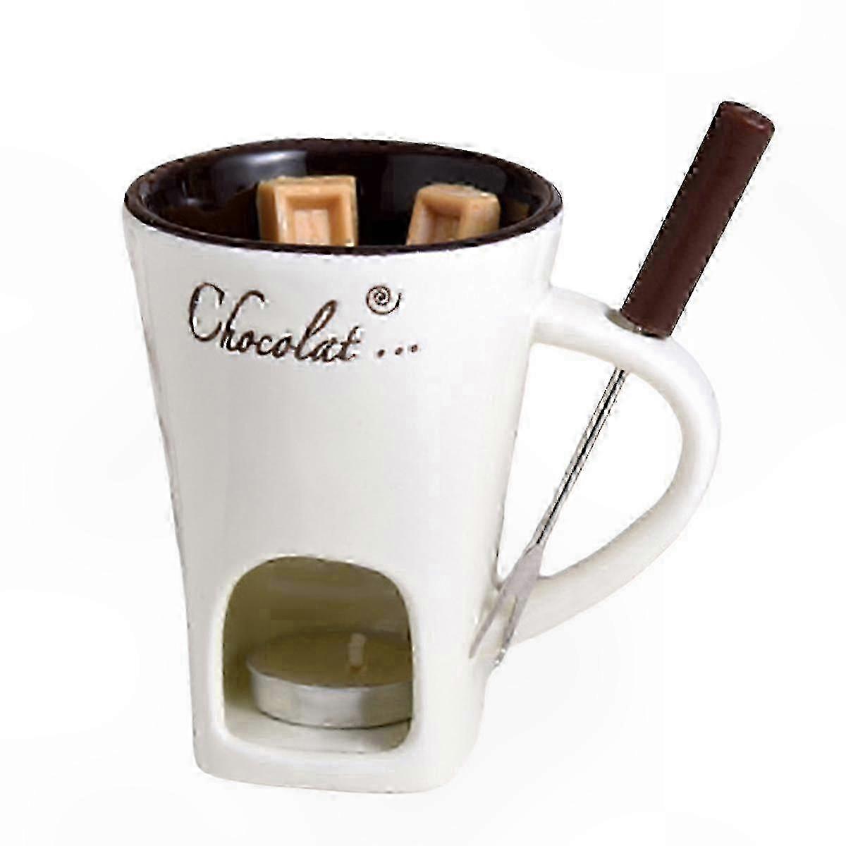 Fondue Mug Set for Chocolate Cheese Butter Melting Baking Candlestick W-JC