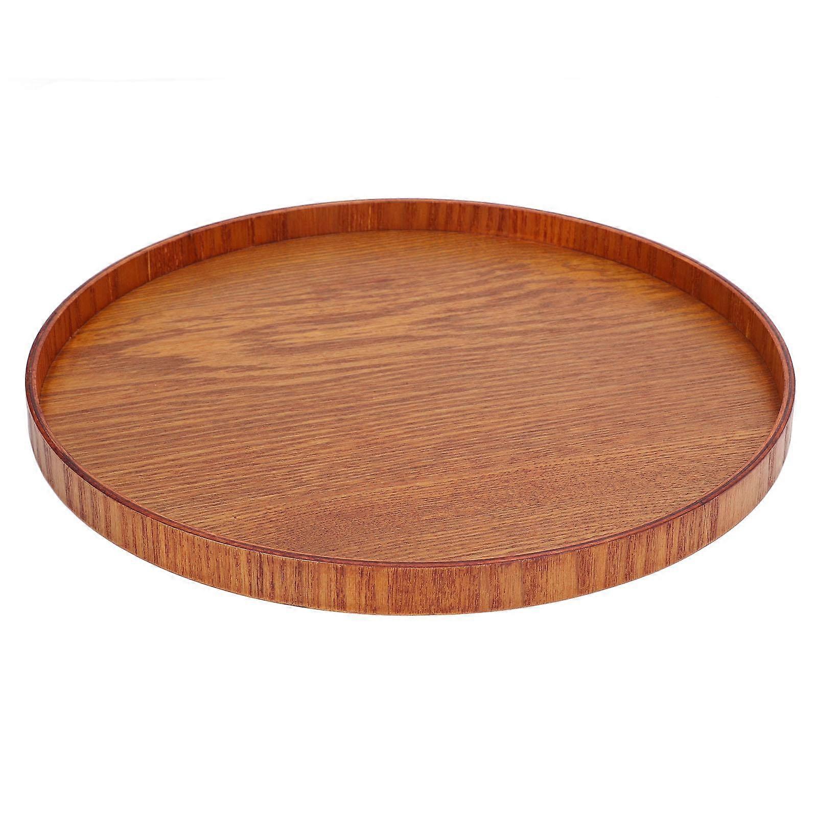 Wood Serving Tray Round Durable Simple Elegant Style Wide Application Glossy Surface Stable