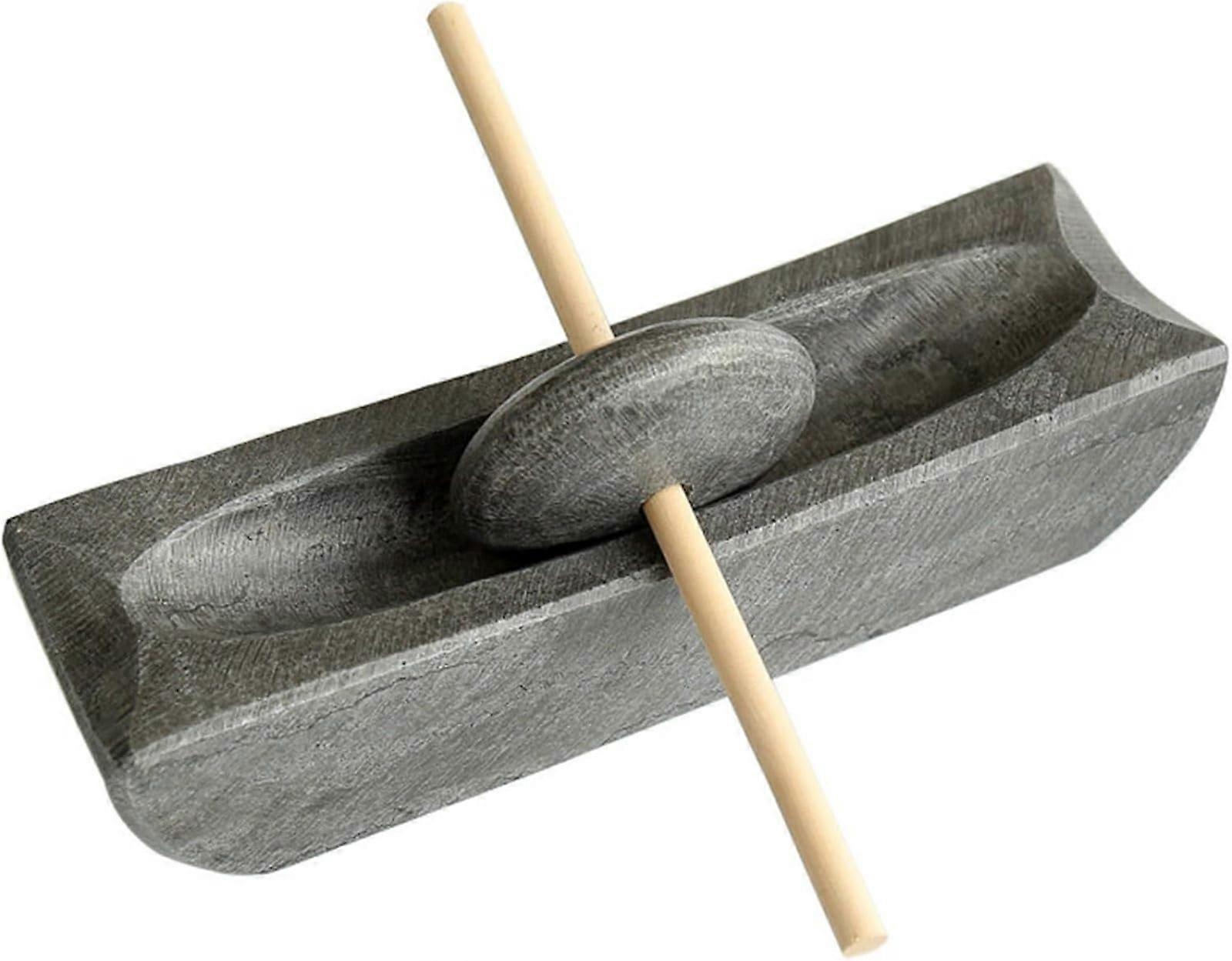 Hand Grinding Mill Bluestone Roller, Solid Wood Stick, Manual Spice Coffee Tea Grinder,  Hardness