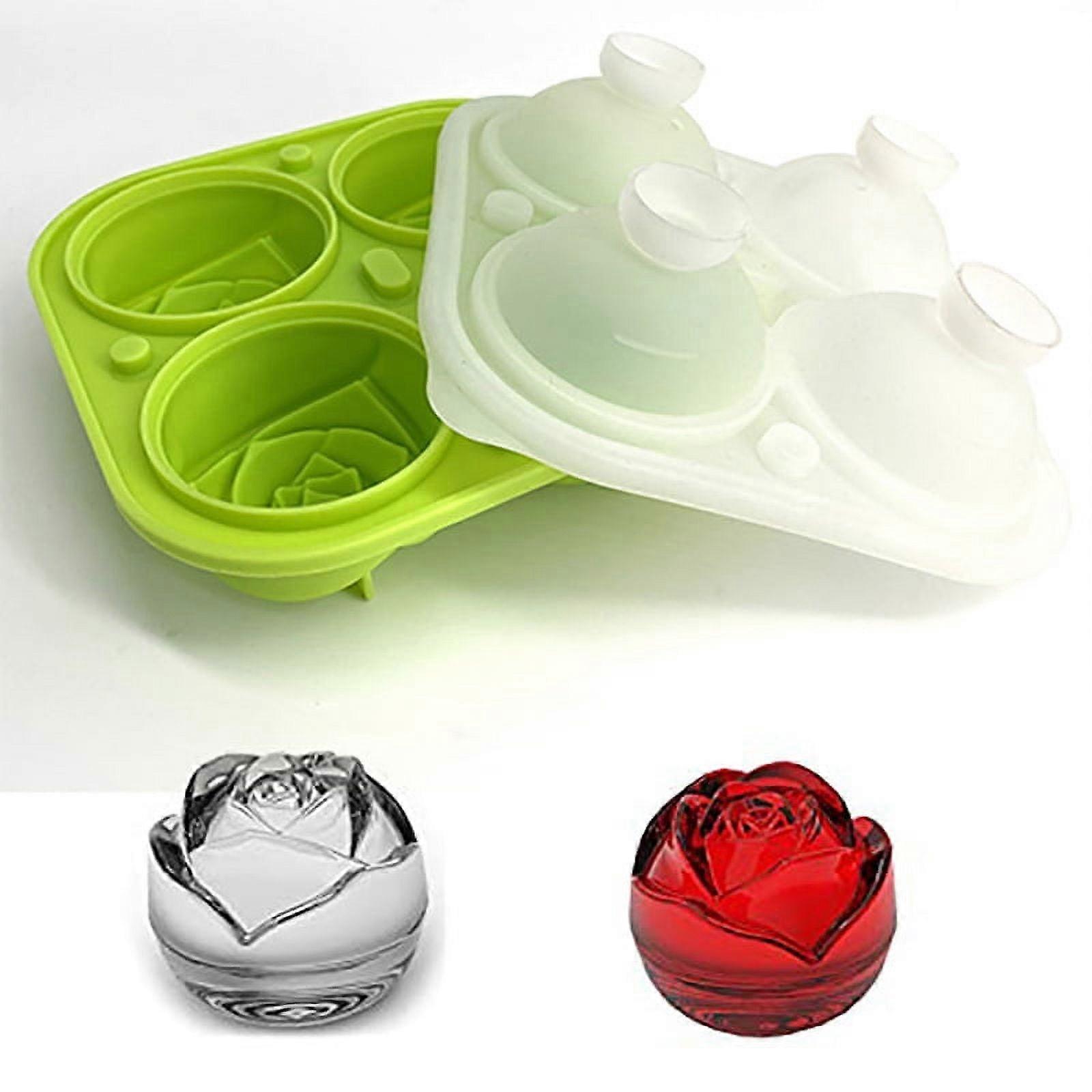 Silicone Rose Ice Cube Tray, Easy Release Large Ice Ball Mold with Lid, compatible with whiskey, cocktails, juice, chilled drinks