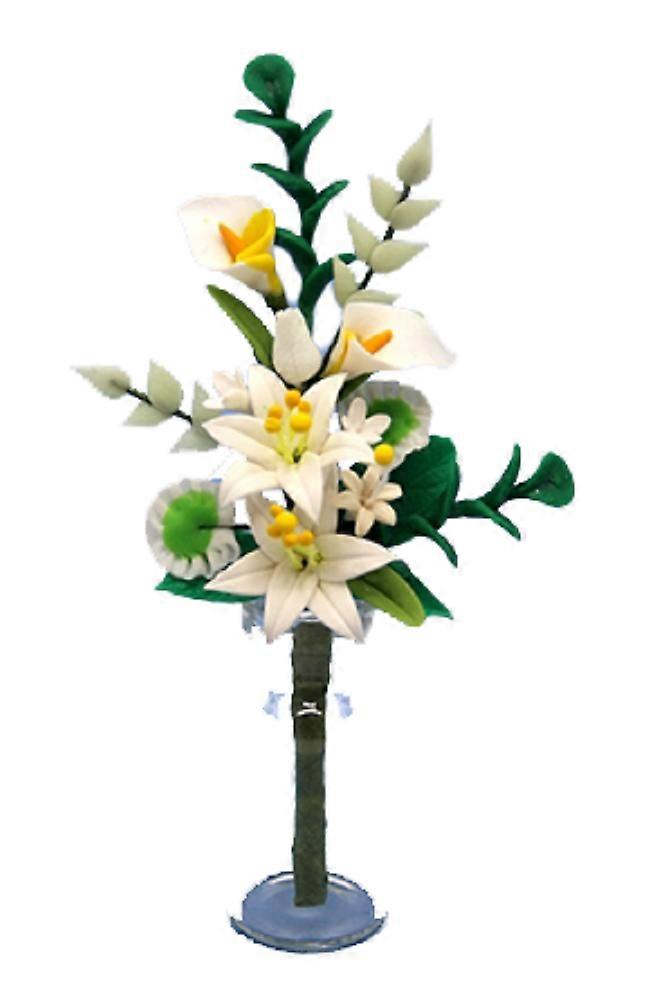 Dolls House Large White Flower Display In Clear Vase Miniature Decor Accessory 