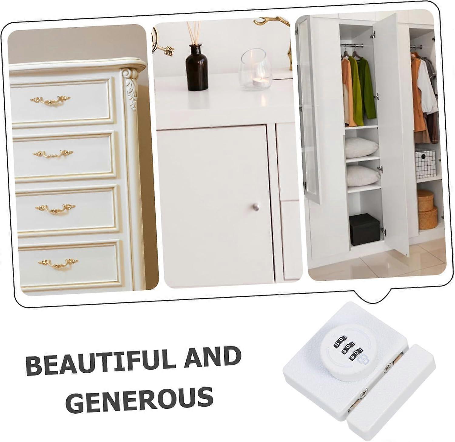 Keyless Cabinet Combination Lock Black White Finish For Home Garage Cupboard Double Bifold Doors Easy Setup Security