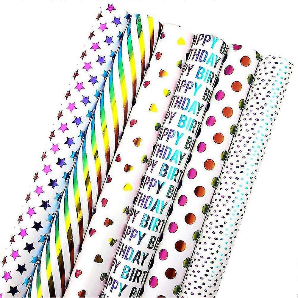 6 stycken presentpapper, färgat omslagspapper