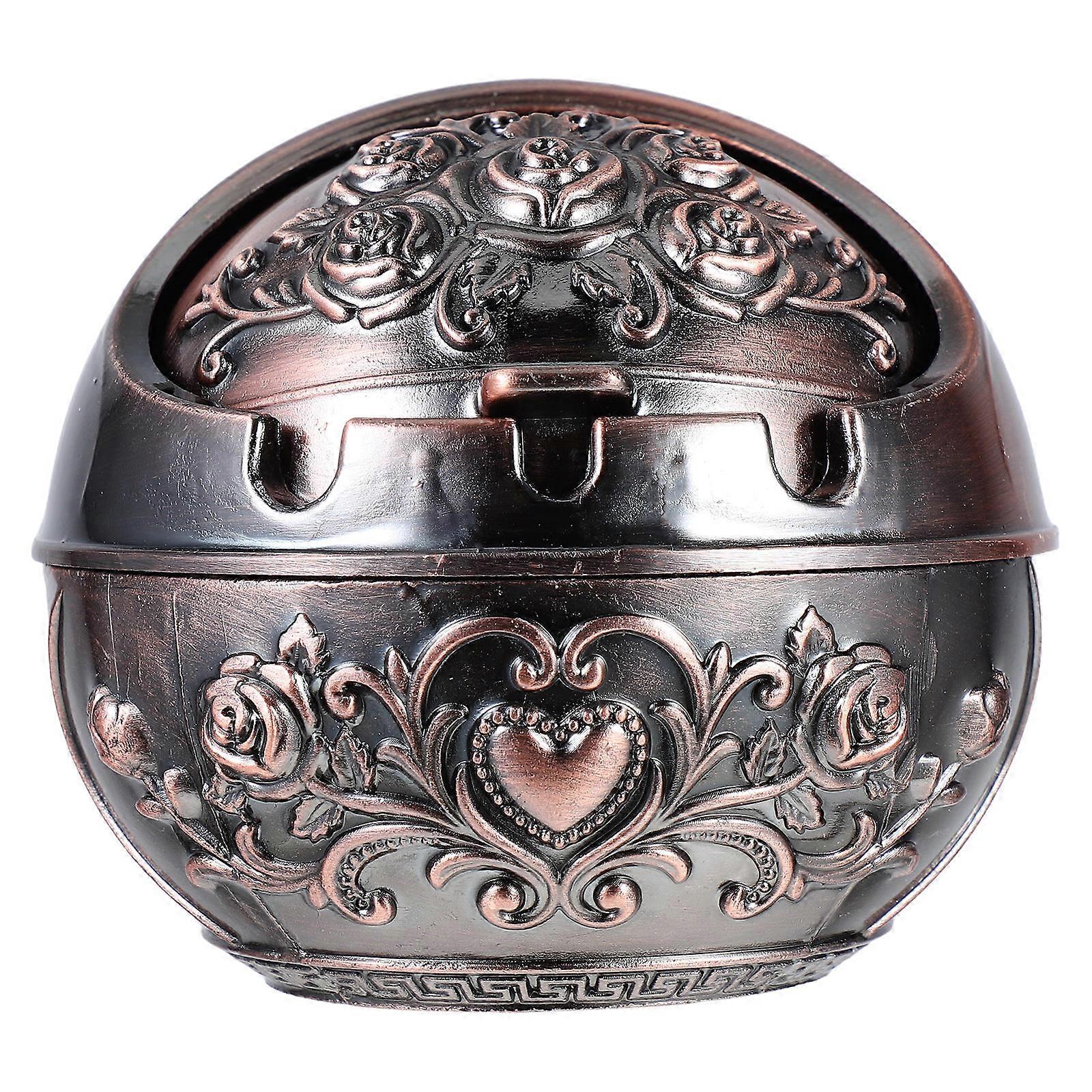 Stylish Round Ash Tray For Indoor Use Dark Material With Odor Containment Function 1Pack