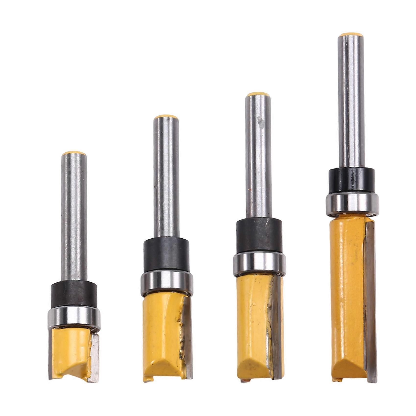4Pcs 6.35mm Shank Straight Bit Tungsten Carbide Double Flute Router Bits Milling Cutter for Wood Work Tool Router Bit